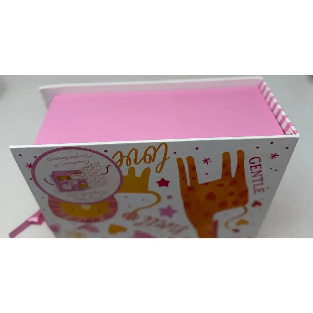 Baby Girl My First Keepsake Box‎ Orange Giraffe Pink Elephant Nine Compartments